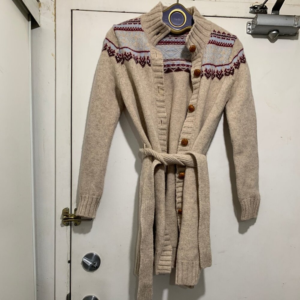 VINTAGE BELTED WOOL BUTTON DOWN SWEATER CARDIGANS SIZE S